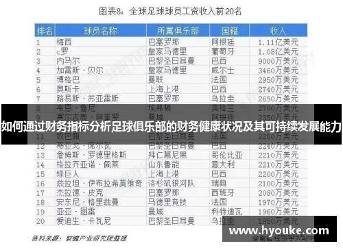 如何通过财务指标分析足球俱乐部的财务健康状况及其可持续发展能力